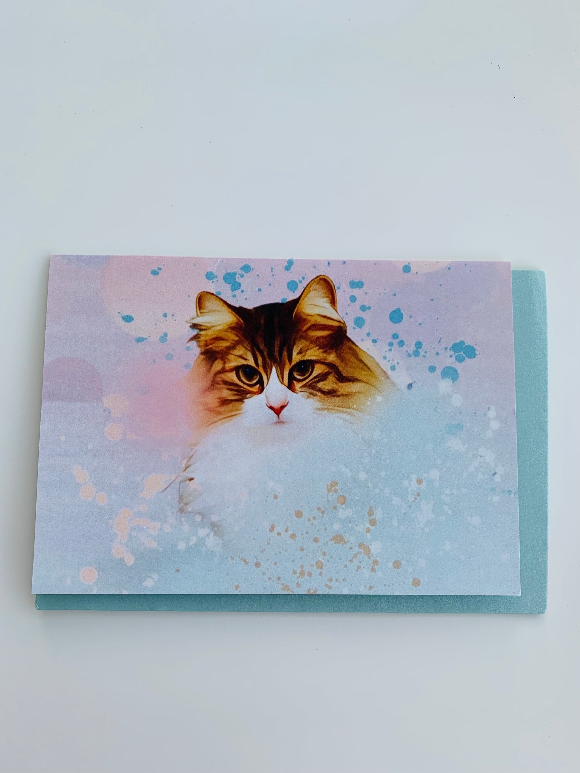 PETS CARD - #142 featuring a hand-painted design on smooth white cardstock with a craft envelope.