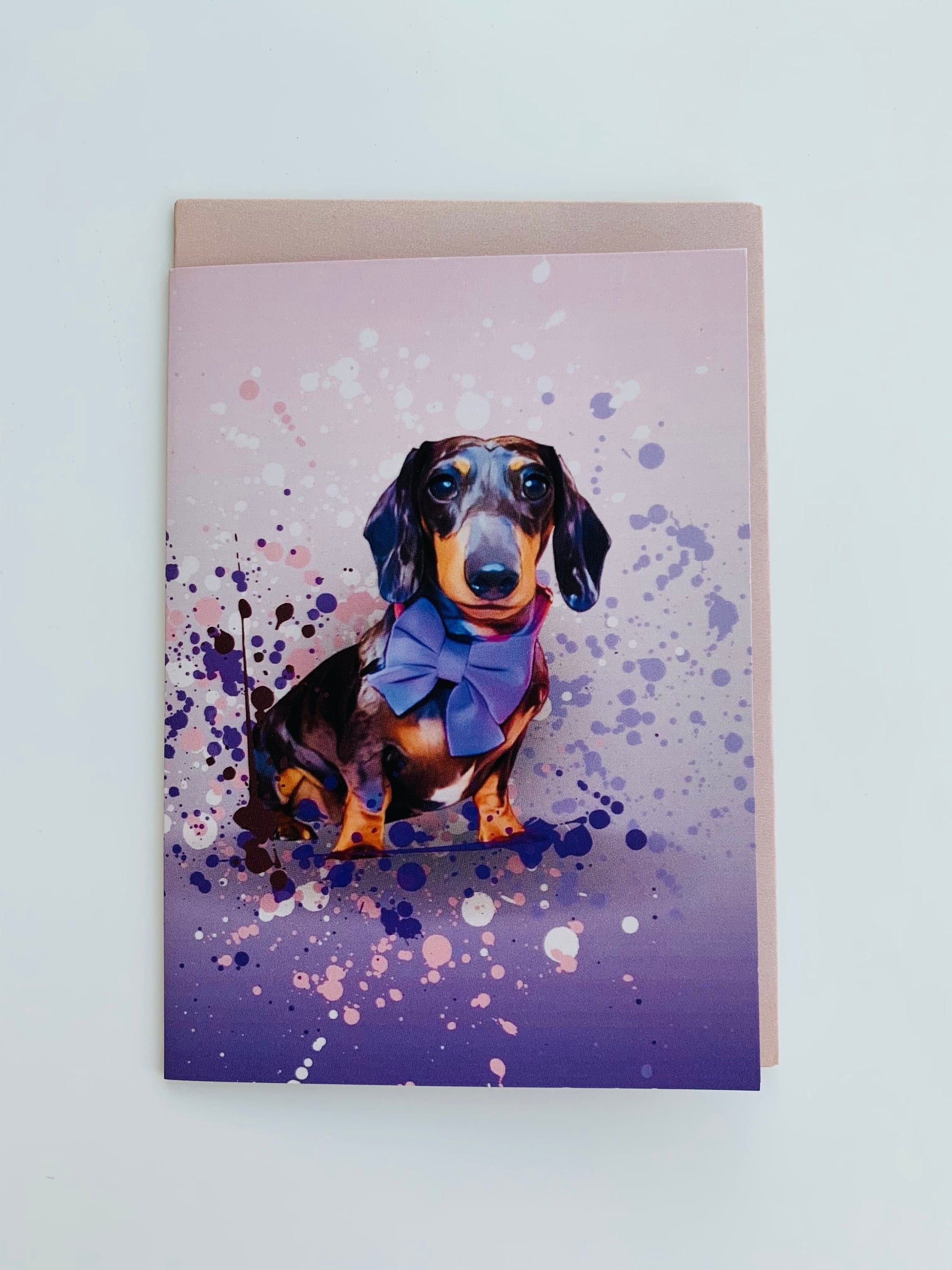 PETS CARD - #145 featuring hand-painted pet-themed design on smooth white cardstock with a craft envelope.