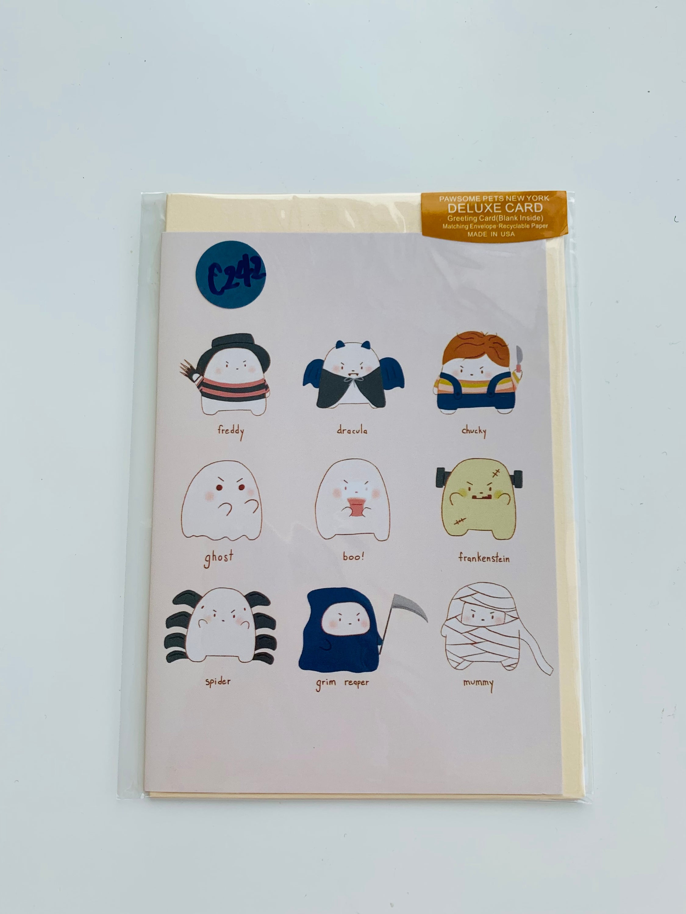 PETS CARD - #168 featuring a hand-painted design on smooth white cardstock with a craft envelope.