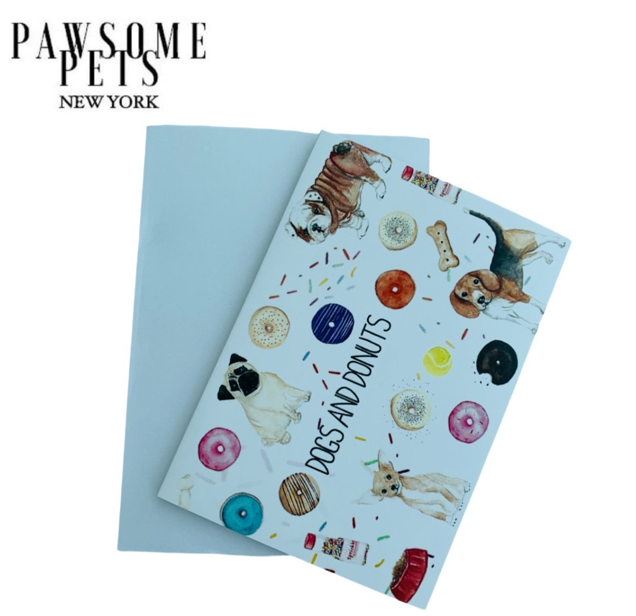 PETS CARD - #36 featuring a hand-painted design on smooth white cardstock with a plain craft envelope.