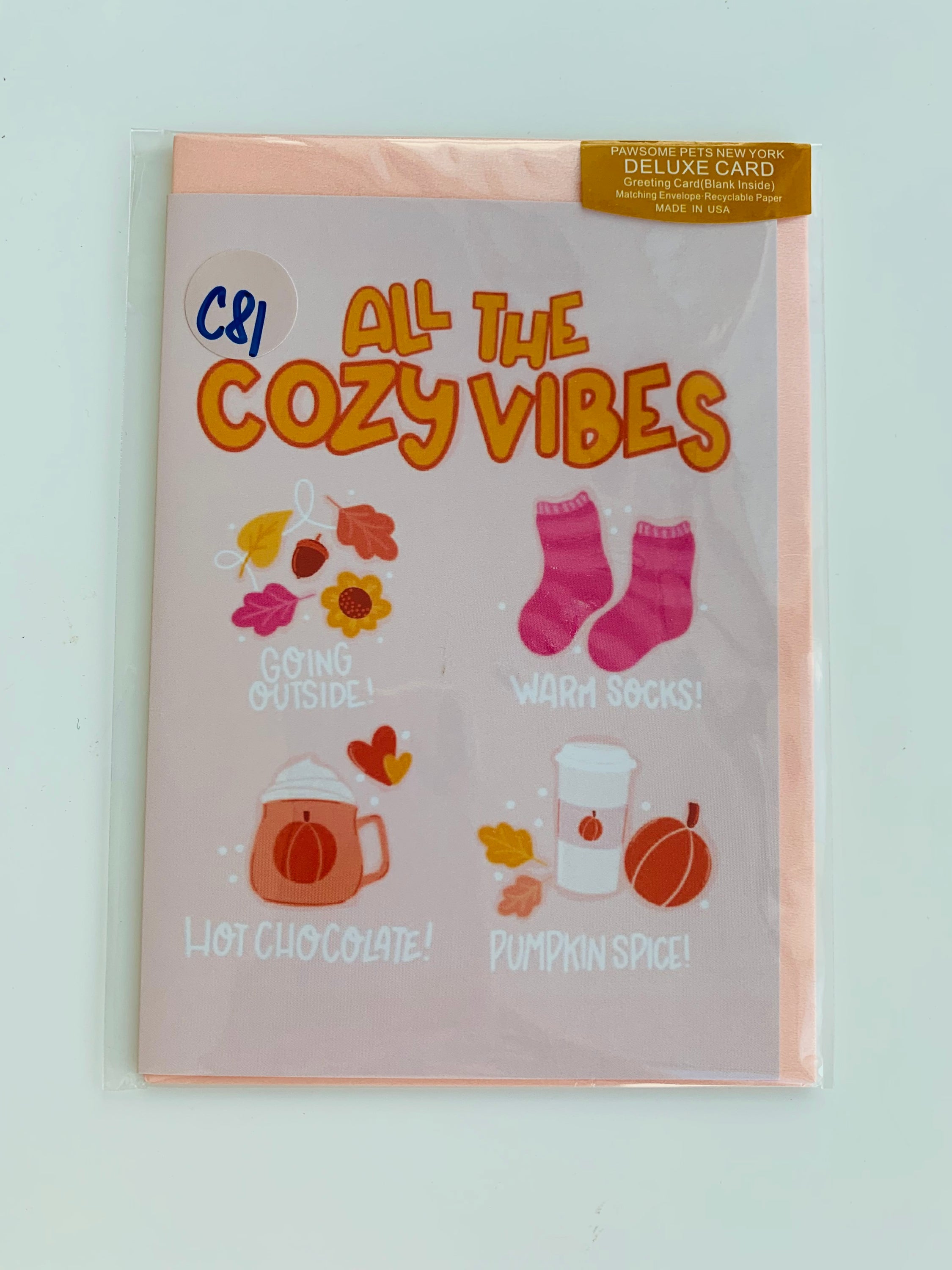 PETS CARD - #45 featuring a hand-painted design on smooth white cardstock with a craft envelope.