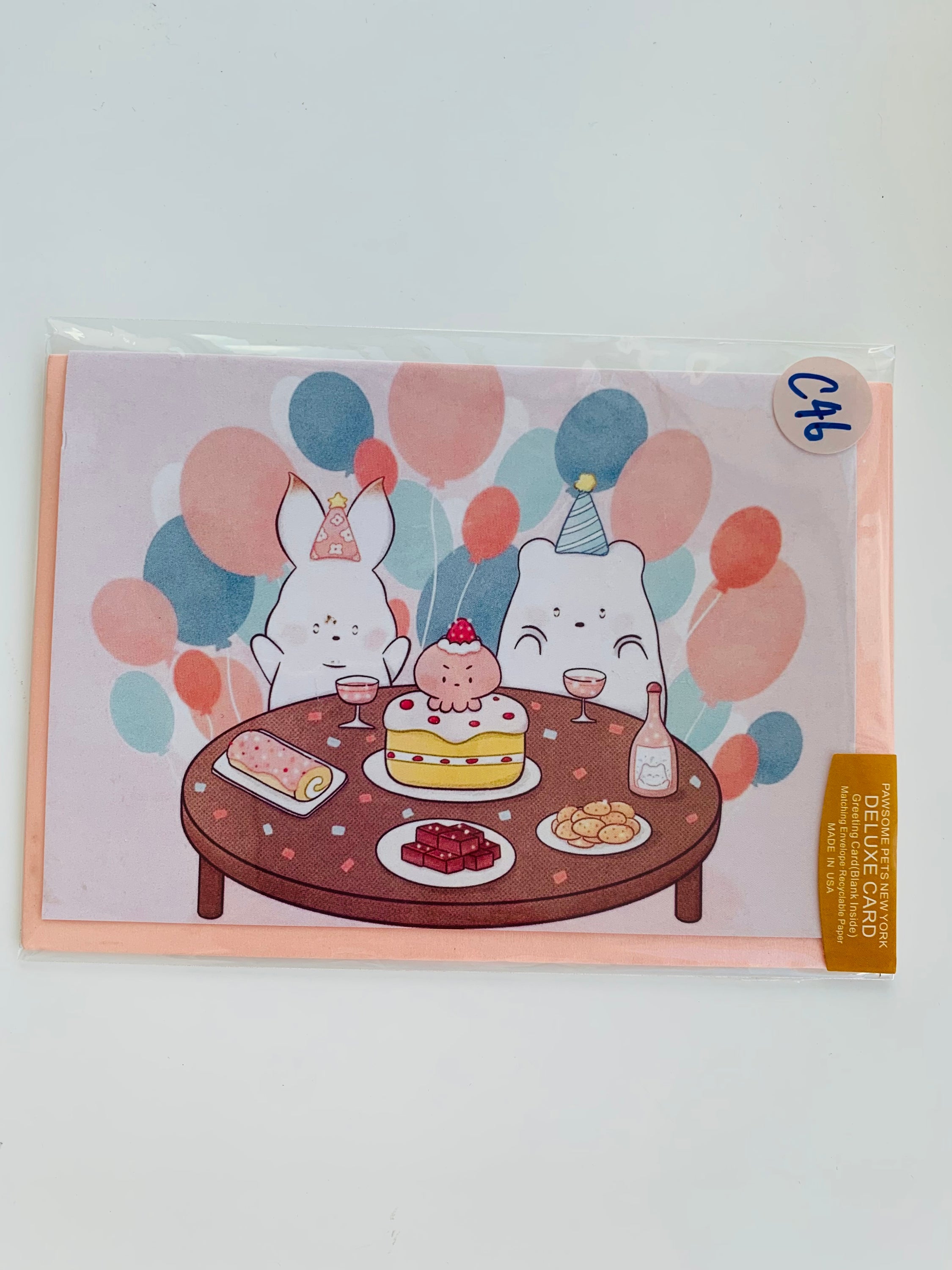 PETS CARD - #50 featuring a hand-painted design on smooth white cardstock with a plain craft envelope.