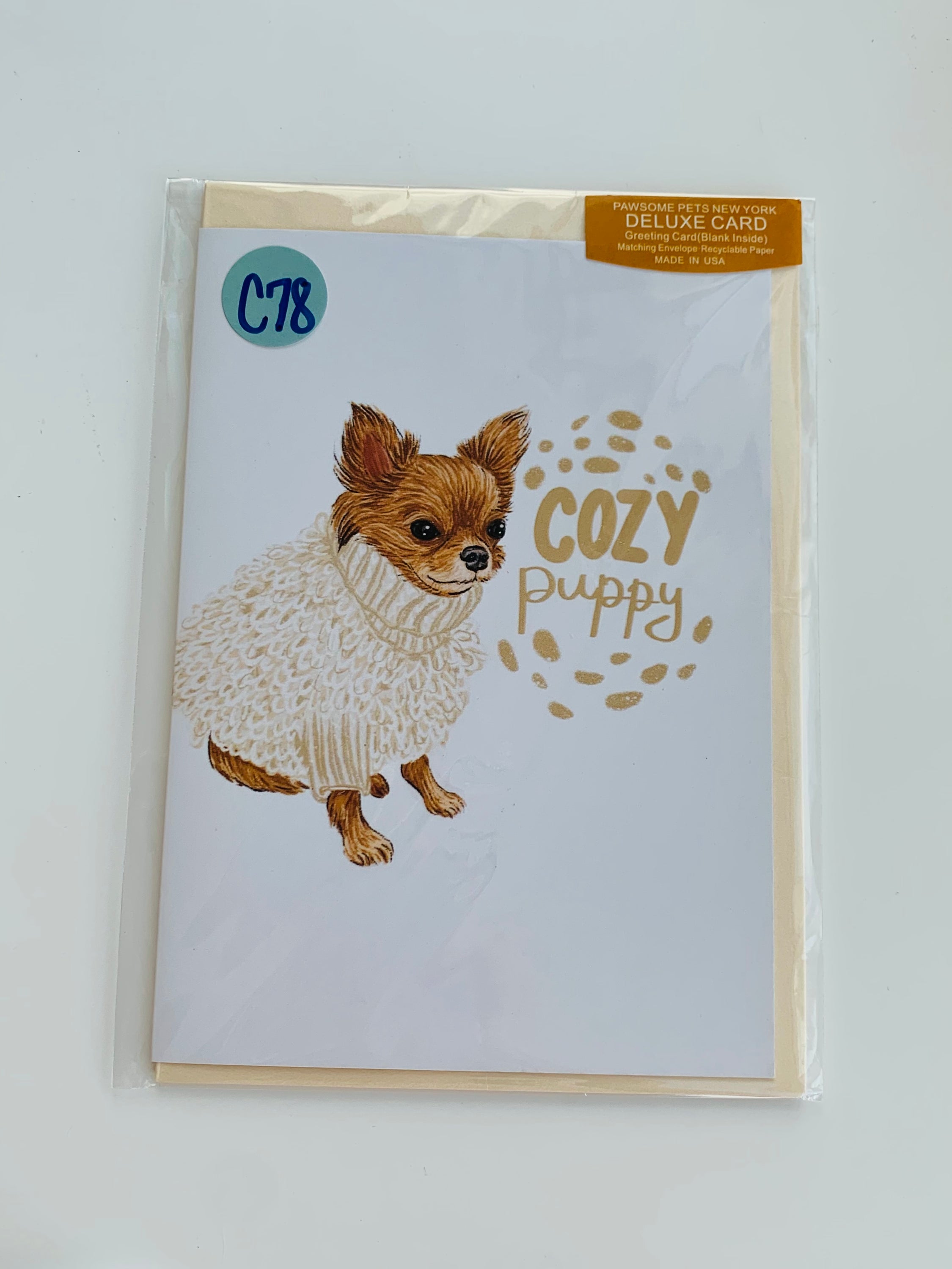 PETS CARD - #54 featuring a hand-painted design on smooth white cardstock with a craft envelope.