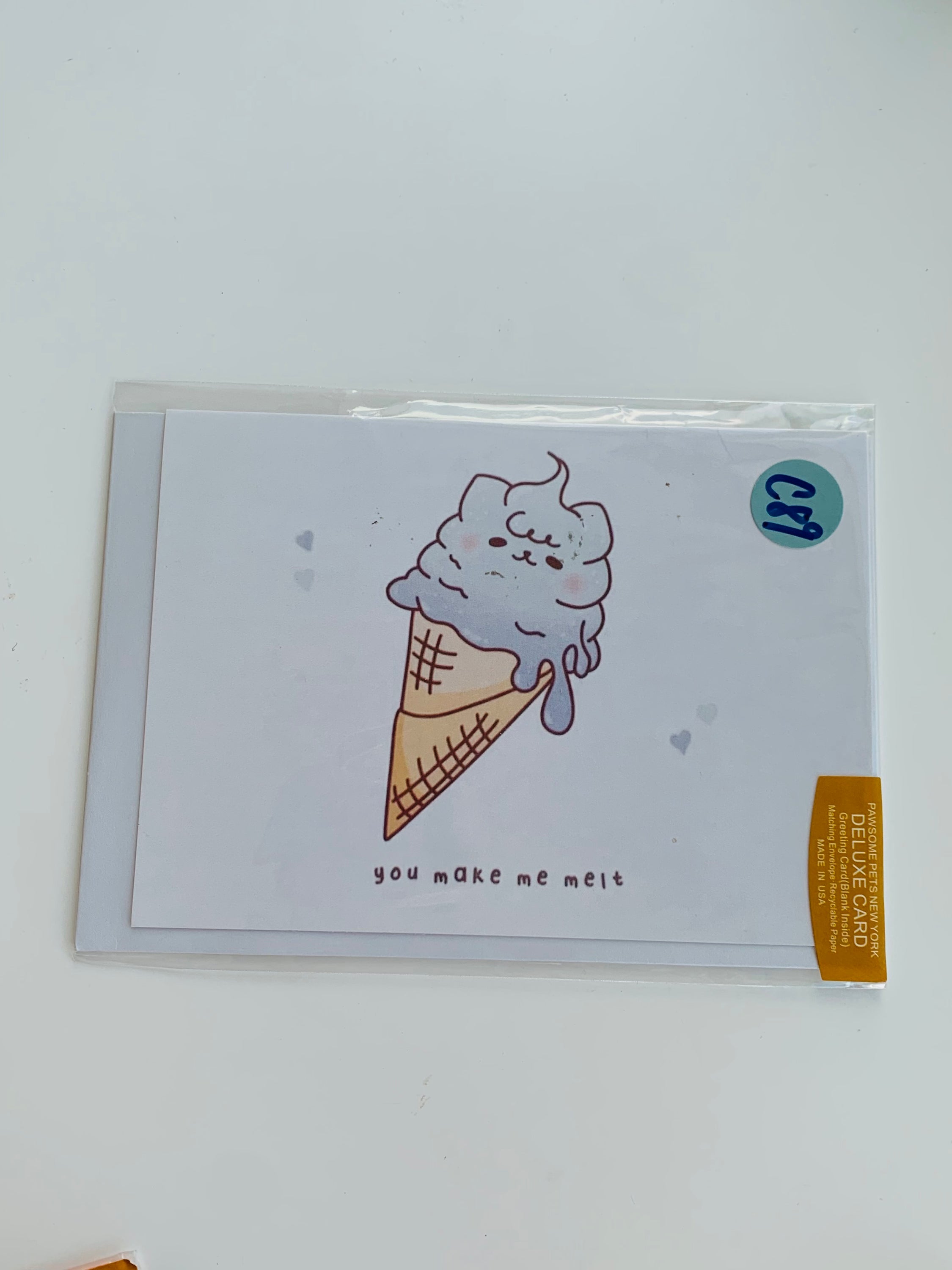 PETS CARD - #57 featuring a hand-painted design on smooth white cardstock with a plain craft envelope.