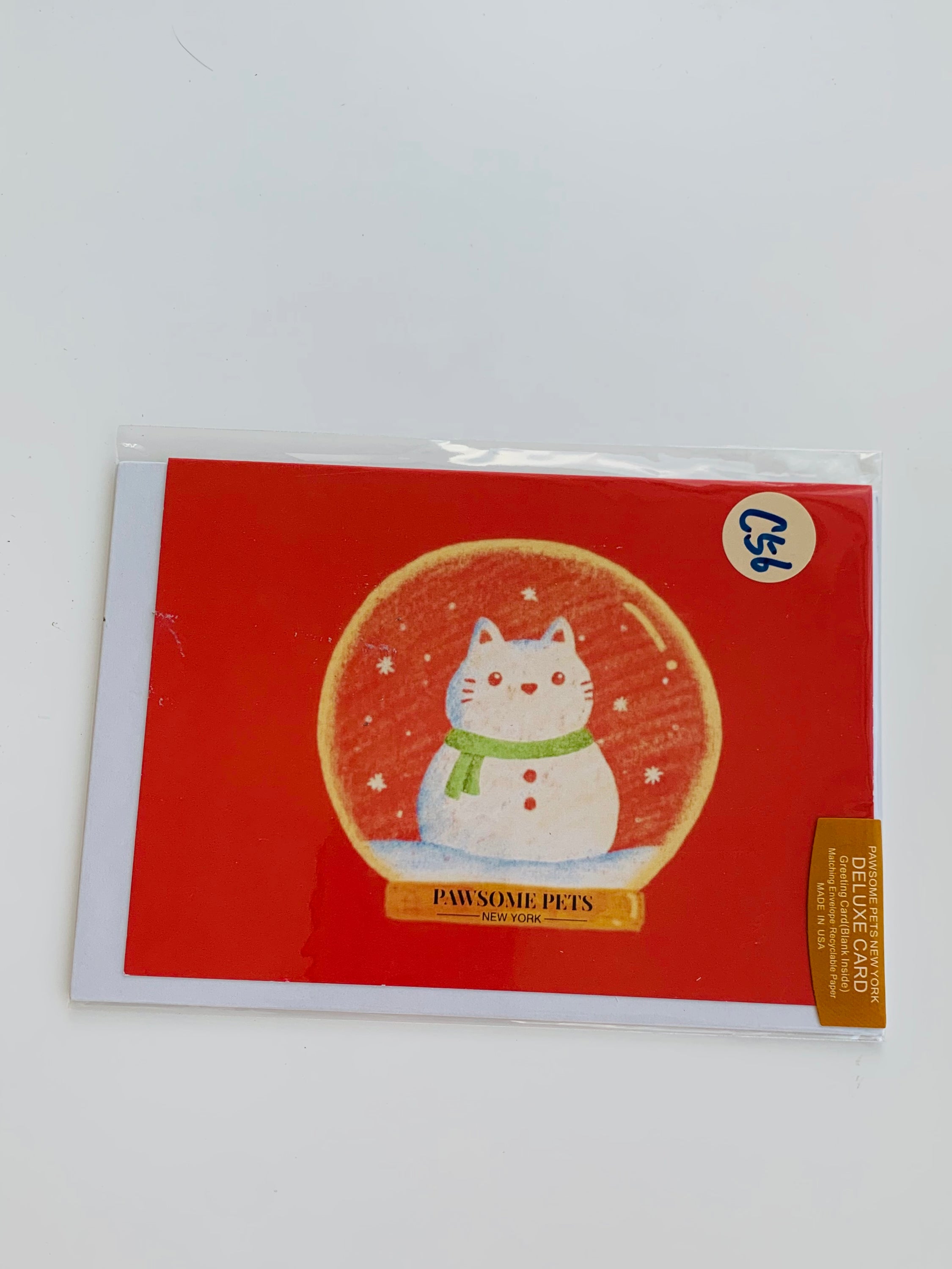 PETS CARD - #60 featuring a hand-painted design on smooth white cardstock with a plain craft envelope.