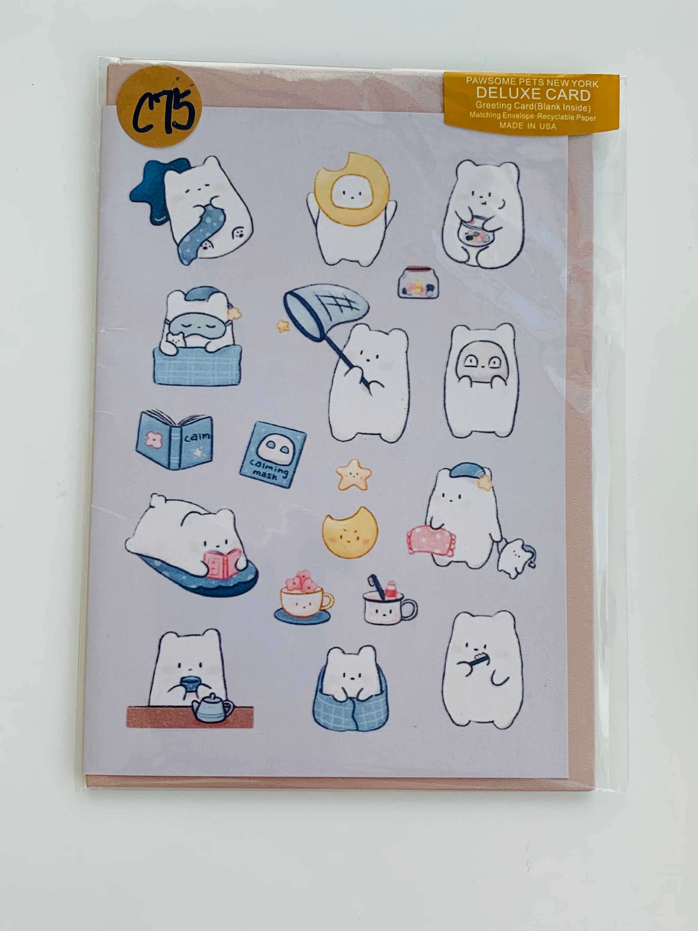 PETS CARD - #75 featuring a hand-painted design on smooth white cardstock with a craft envelope.