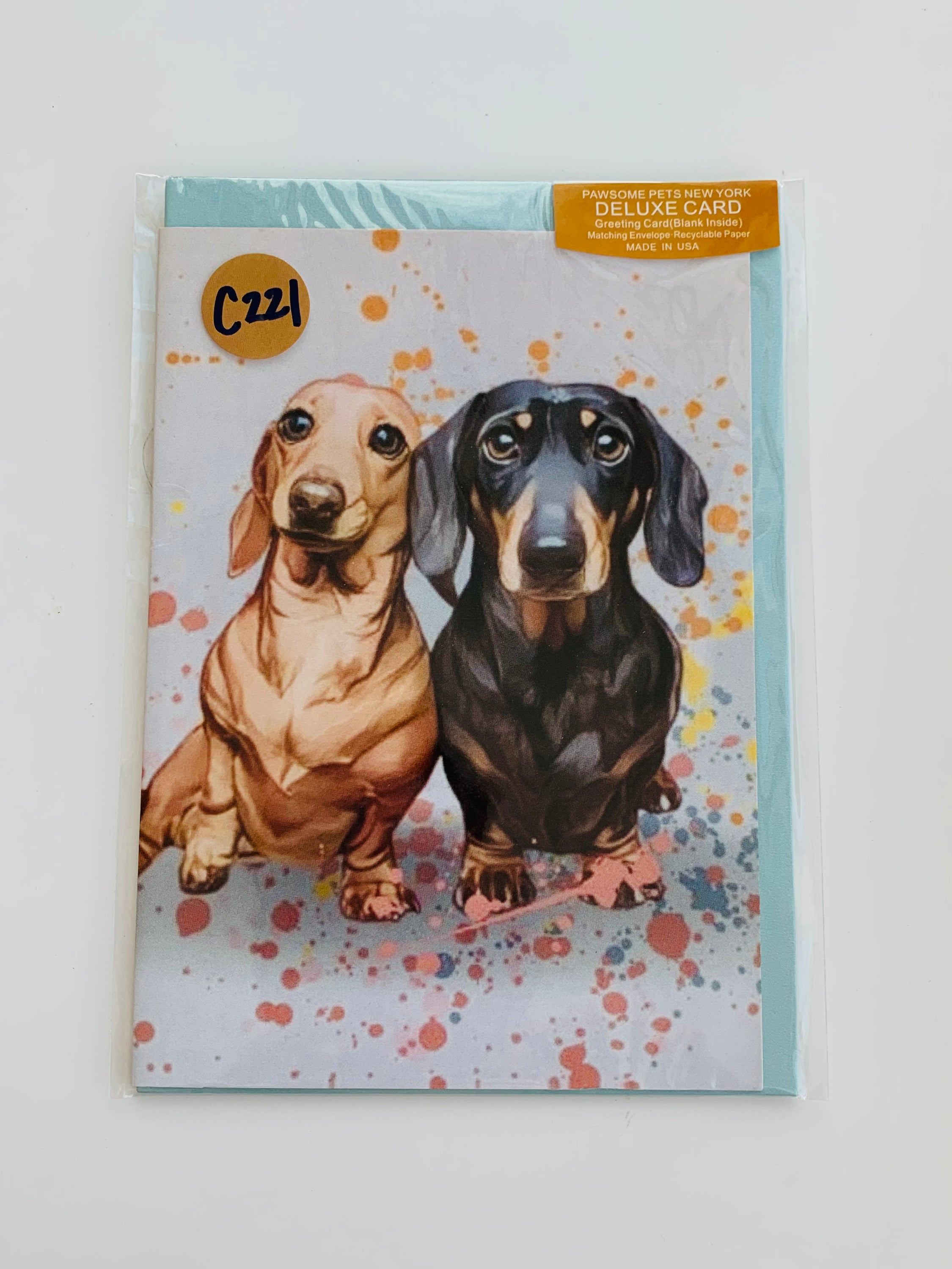 PETS CARD - #81 featuring a hand-painted design on smooth white cardstock with a craft envelope.