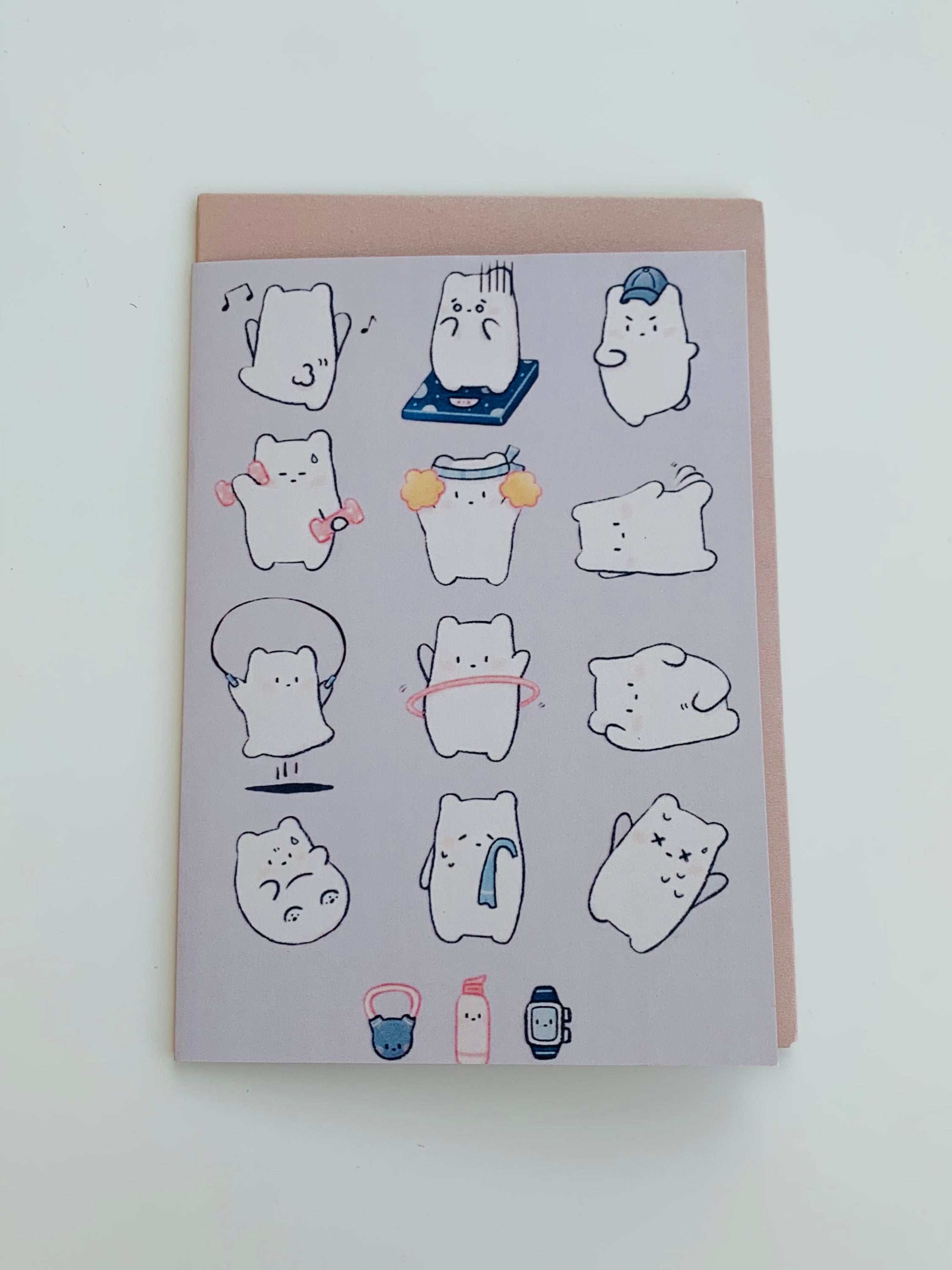 PETS CARD - #86 featuring a hand-painted design on smooth white cardstock with a plain craft envelope.