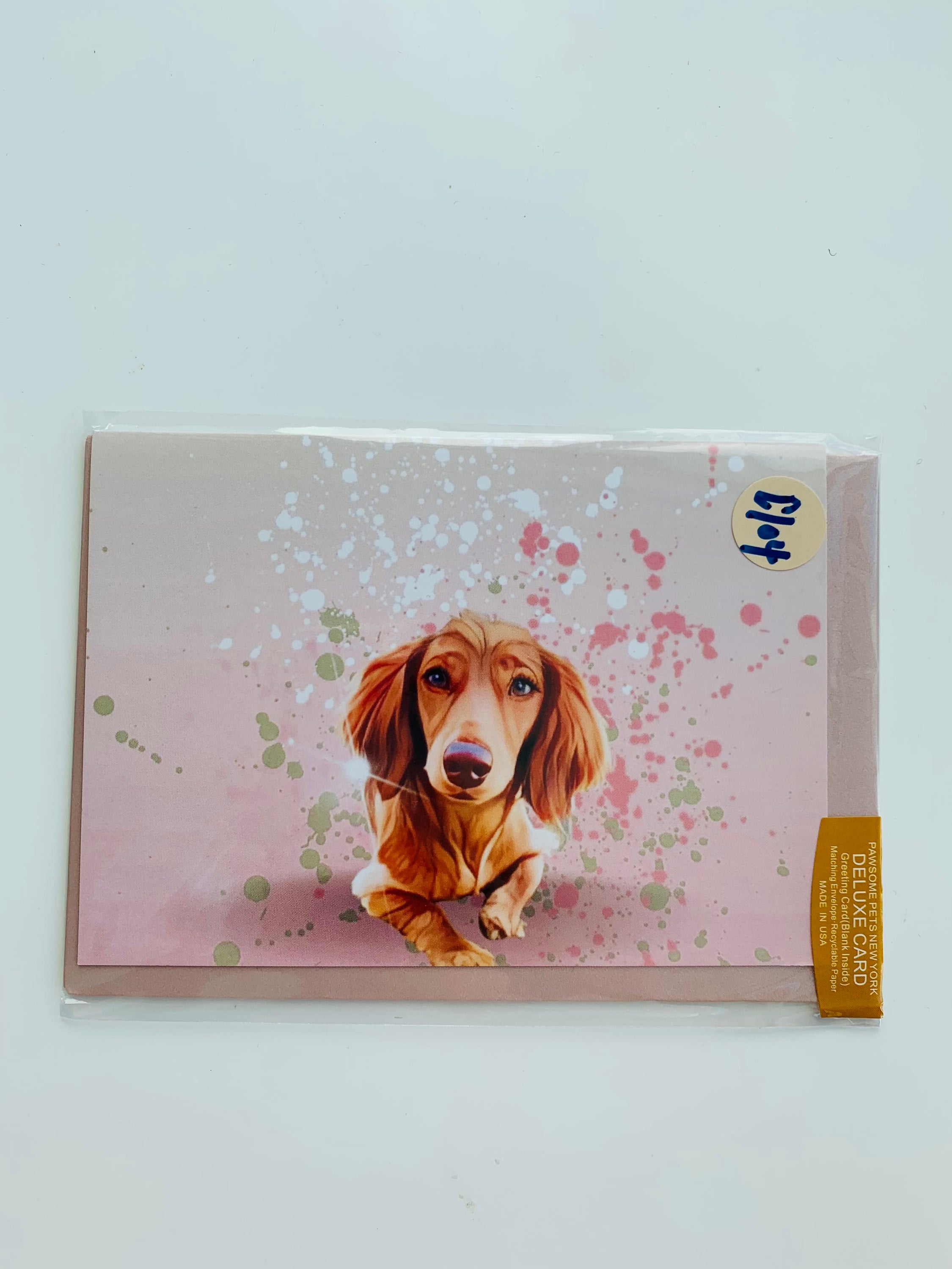 PETS GREETING CARD - #179 featuring a hand-painted design of various pets on smooth white cardstock with a craft envelope.