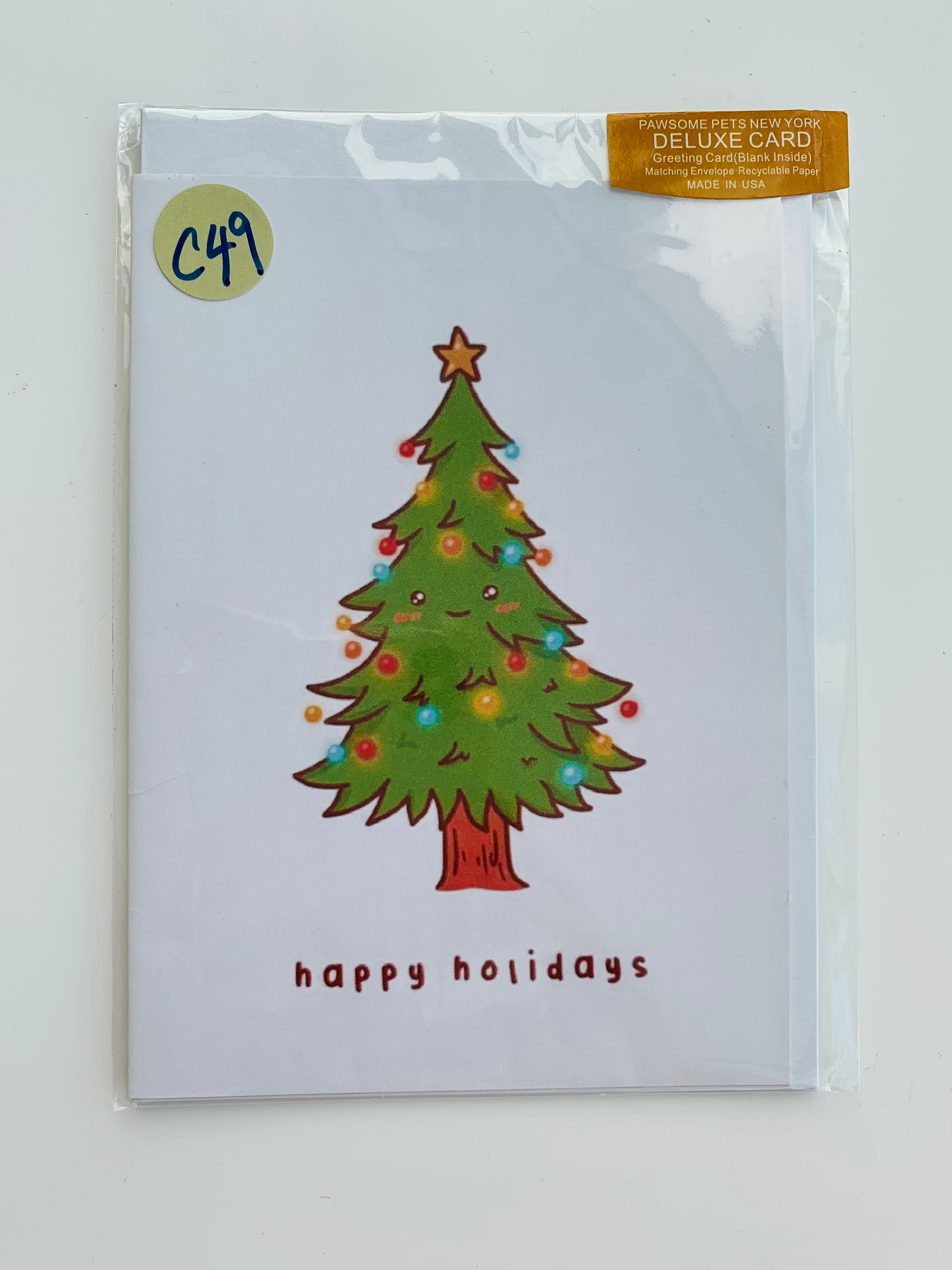 PETS GREETING CARD - #181 featuring a hand-painted design, folded on smooth white cardstock with a craft envelope.