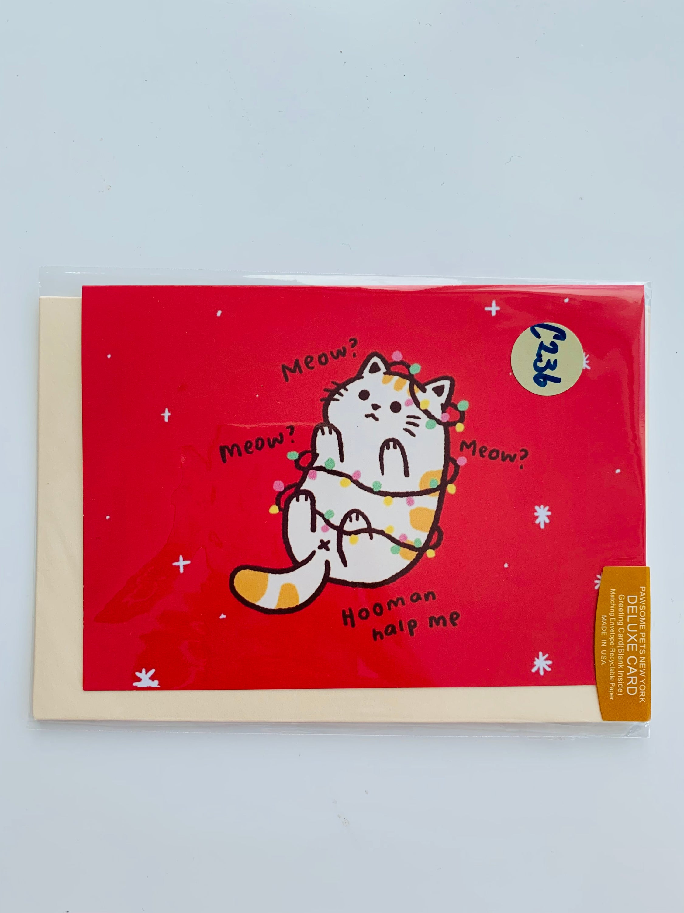 PETS GREETING CARD - #182 featuring a hand-painted design of adorable pets on smooth white cardstock.