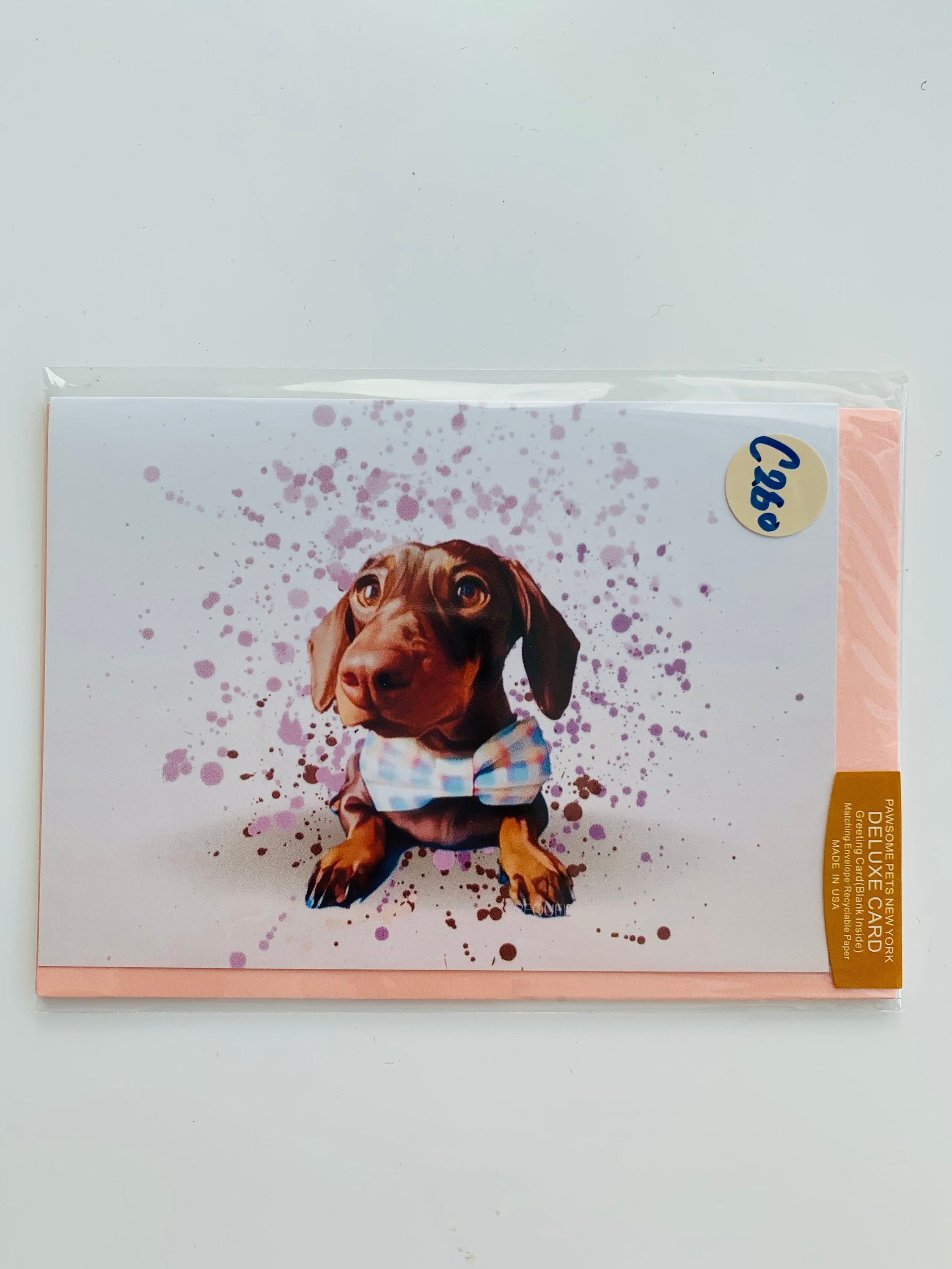 PETS GREETING CARD - #183 featuring a hand-painted design of adorable pets on smooth white cardstock with a craft envelope.