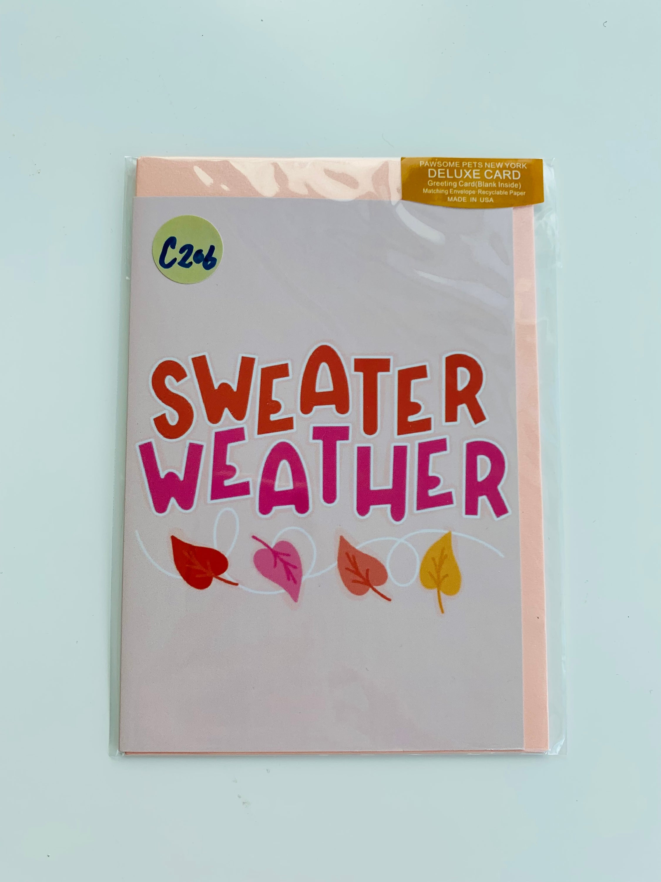 PETS GREETING CARD - #204 featuring a hand-painted design of various pets on smooth white cardstock.