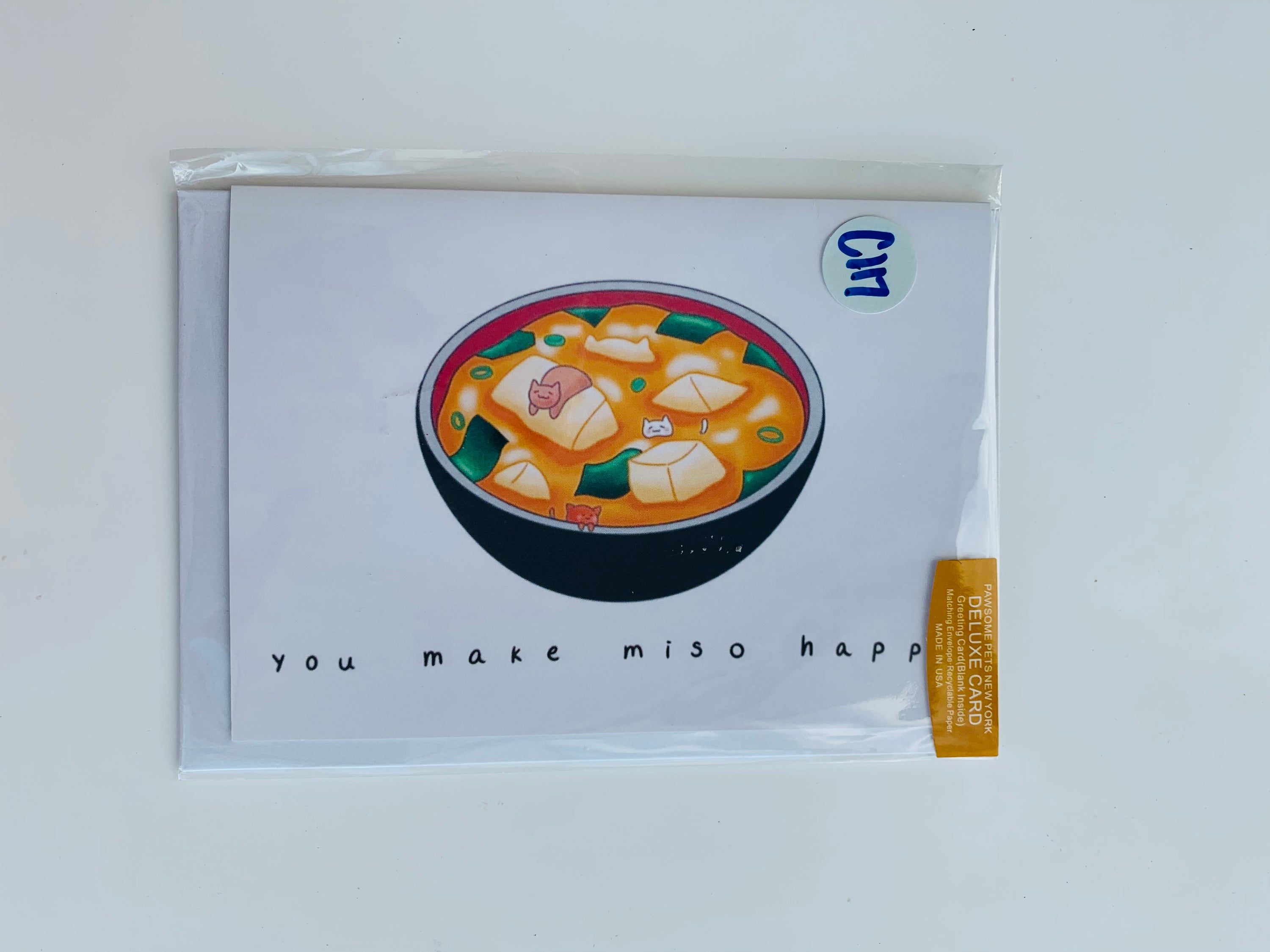 PETS GREETING CARD - #214 featuring a hand-painted design on smooth white cardstock with a craft envelope.