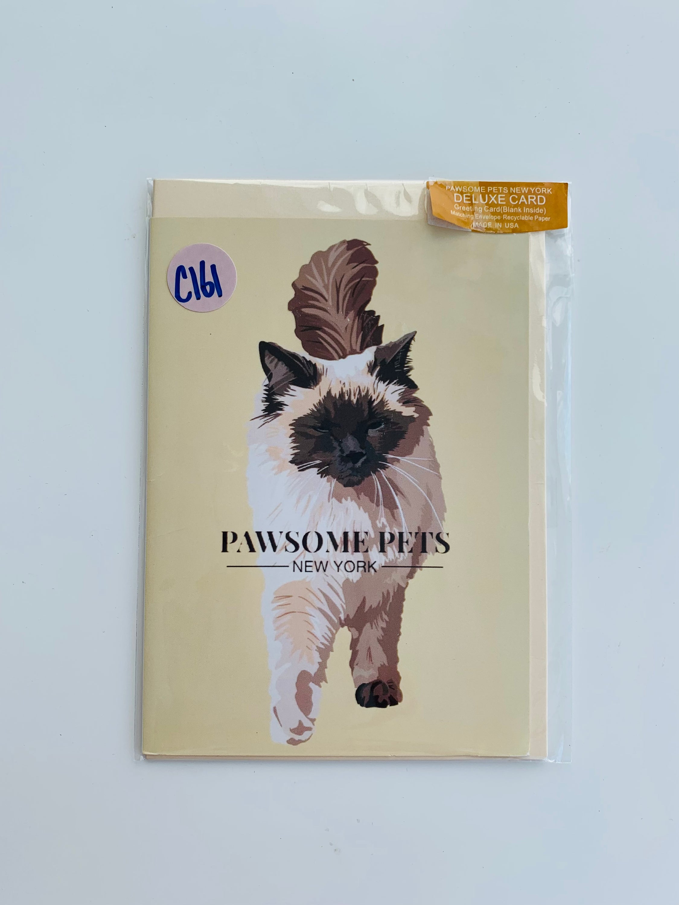 PETS GREETING CARD - #217 featuring a hand-painted design of various pets on smooth white cardstock with a plain craft envelope.