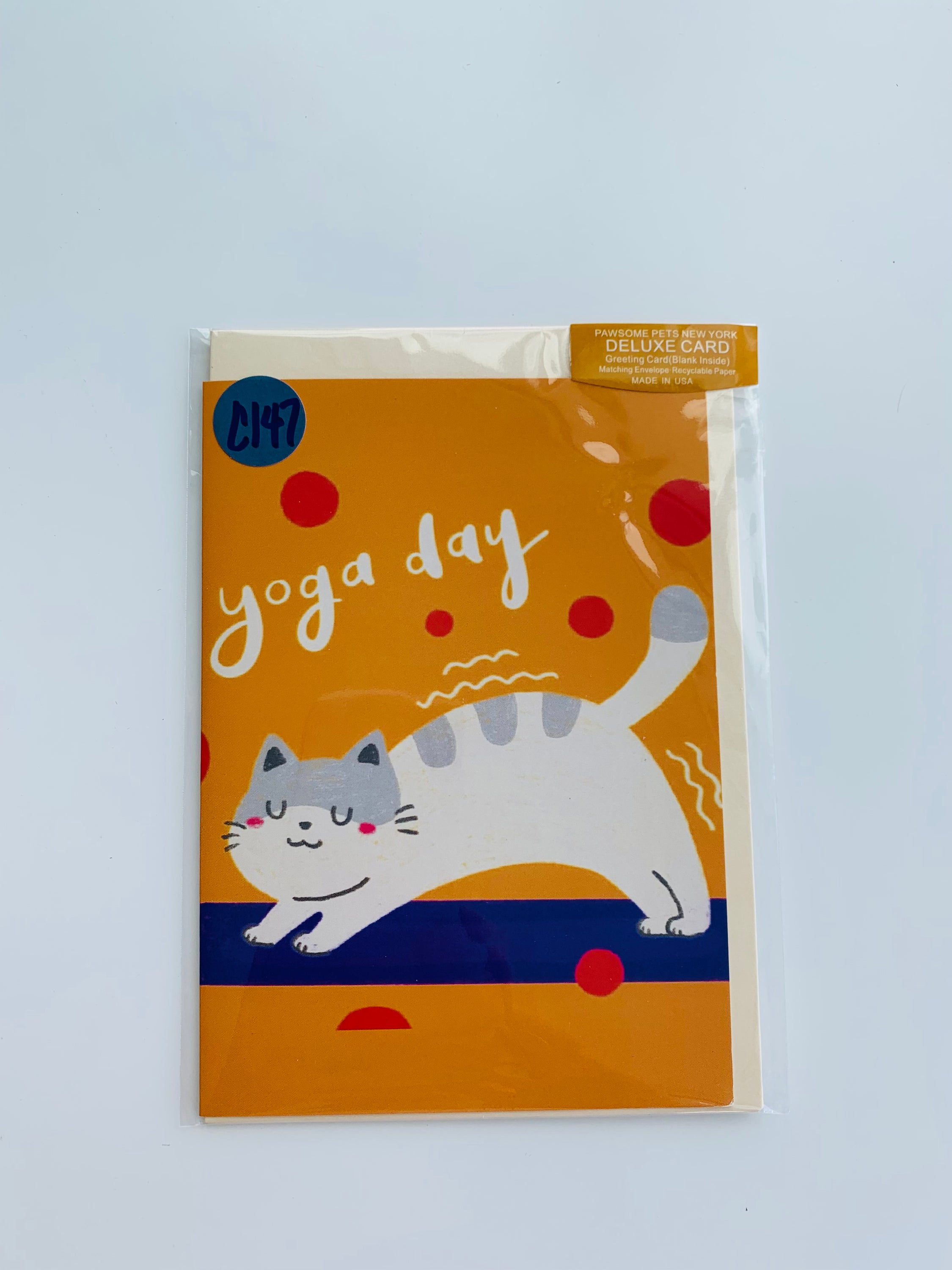 A folded greeting card featuring a hand-painted pet design, printed on smooth white cardstock with a craft envelope.