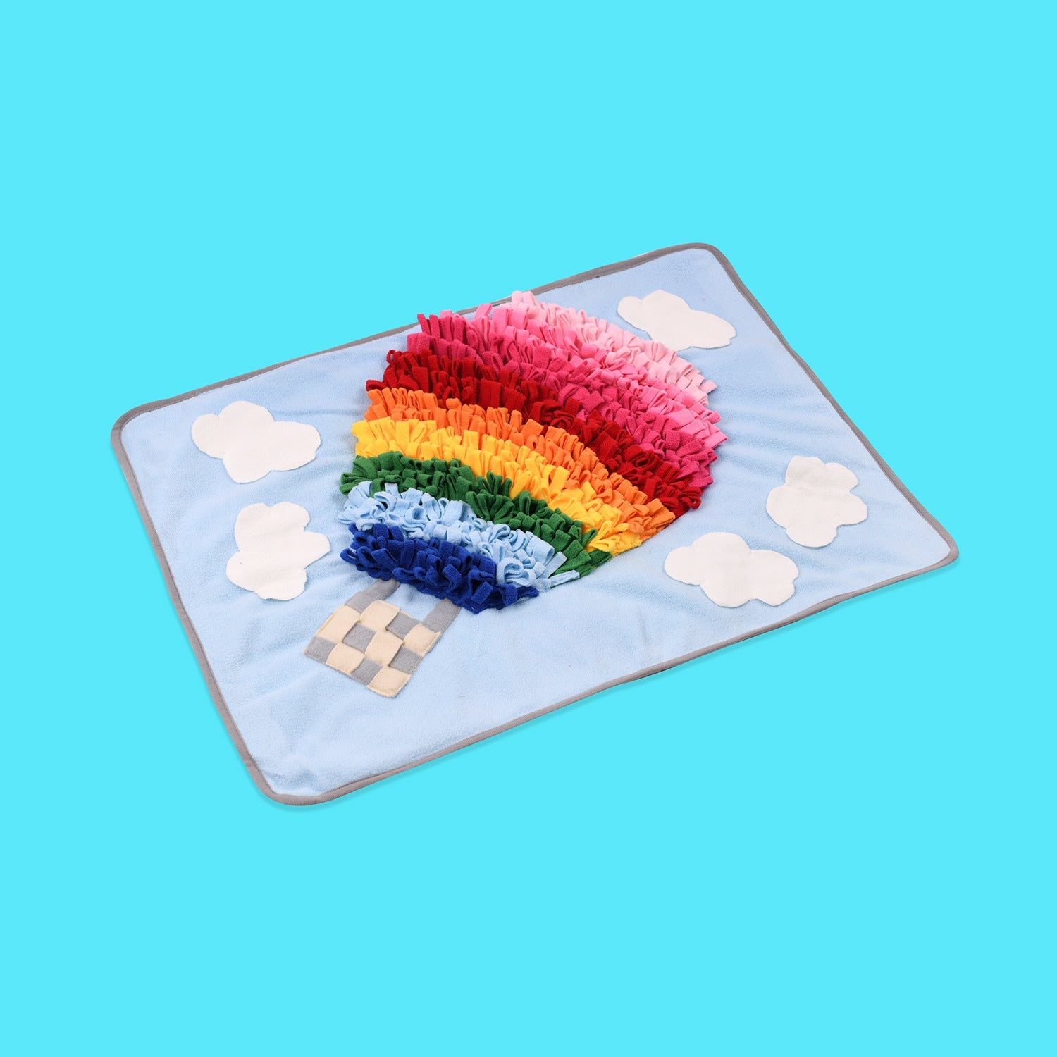 Colorful Pets Puzzle Toys Snuffle Mat in Hot Air Balloon design, ideal for engaging pets in mental and physical activities.