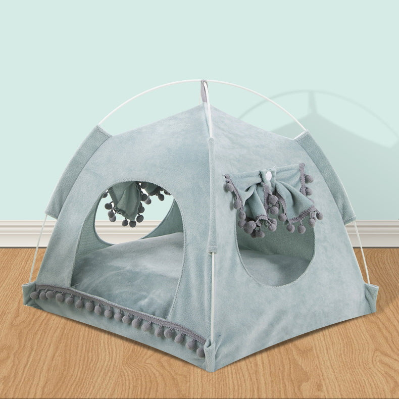 A stylish and spacious Pets Tent designed for cats, featuring large ventilation holes and multiple entry points for easy access.