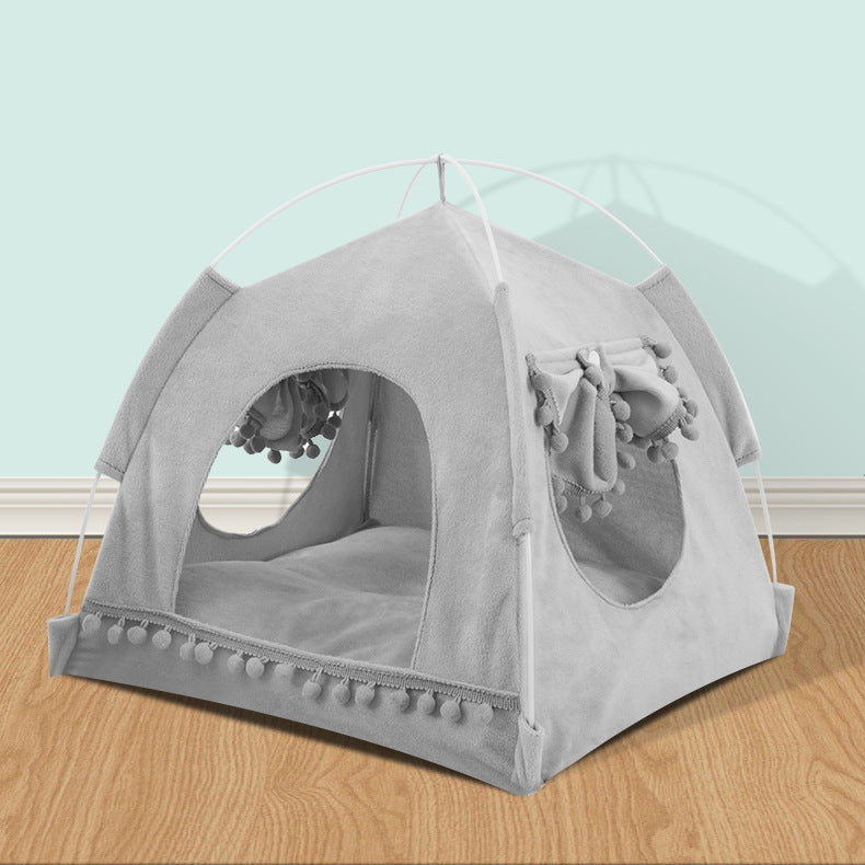A stylish and spacious Pets Tent designed for cats, featuring large ventilation holes and multiple entry points for easy access.