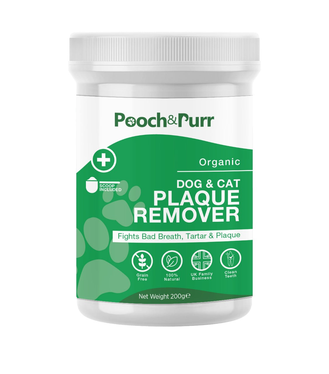 Plaque Remover - 100g, a natural seaweed supplement for pets, designed to reduce dental plaque and promote oral health.