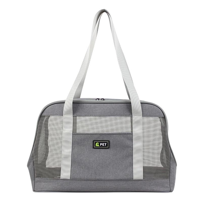 Portable Dog Carrier Bag made of durable Oxford cloth with breathable mesh panels, designed for large pets, featuring a zipper closure and adjustable straps.