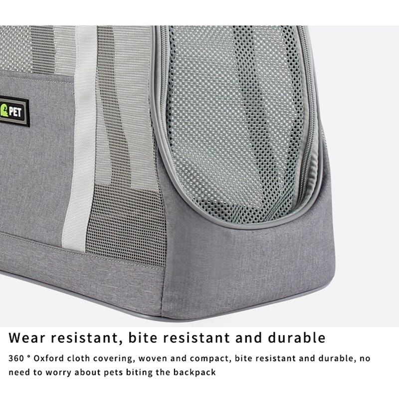 Portable Dog Carrier Bag made of durable Oxford cloth with breathable mesh panels, designed for large pets, featuring a zipper closure and adjustable straps.