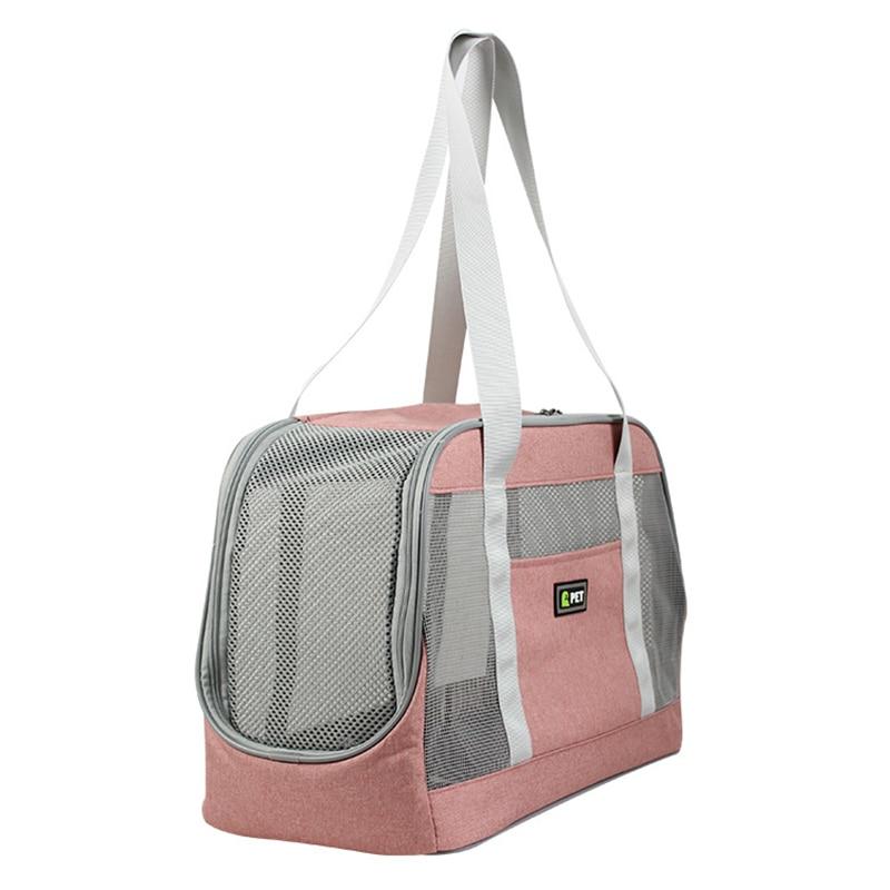 Portable Dog Carrier Bag made of durable Oxford cloth with breathable mesh panels, designed for large pets, featuring a zipper closure and adjustable straps.