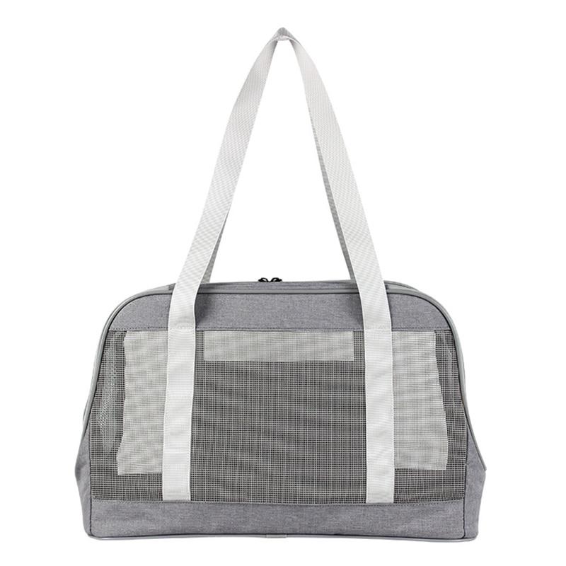 Portable Dog Carrier Bag made of durable Oxford cloth with breathable mesh panels, designed for large pets, featuring a zipper closure and adjustable straps.