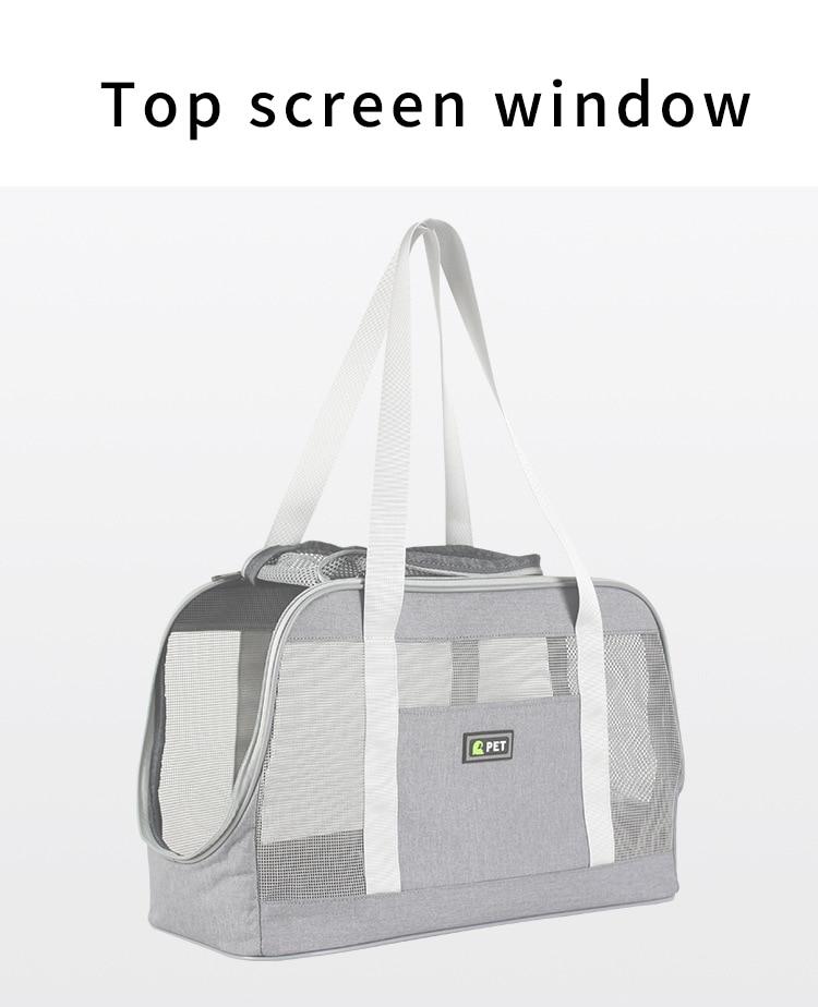 Portable Dog Carrier Bag made of durable Oxford cloth with breathable mesh panels, designed for large pets, featuring a zipper closure and adjustable straps.