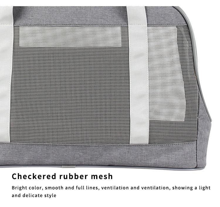 Portable Dog Carrier Bag made of durable Oxford cloth with breathable mesh panels, designed for large pets, featuring a zipper closure and adjustable straps.