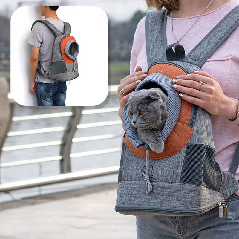 Portable Dog Carrier Bag featuring breathable mesh, adjustable straps, and stylish design for small pets.