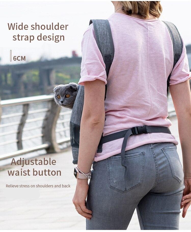 Portable Dog Carrier Bag featuring breathable mesh, adjustable straps, and stylish design for small pets.