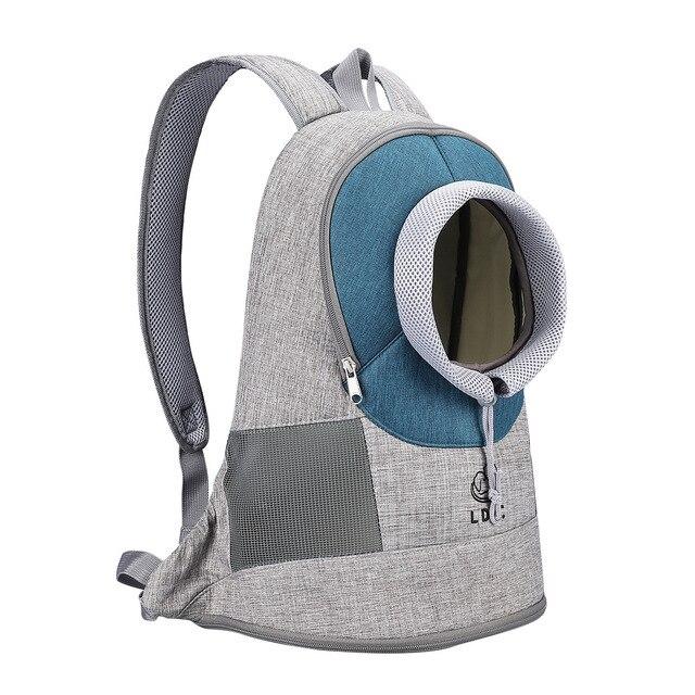 Portable Dog Carrier Bag featuring breathable mesh, adjustable straps, and stylish design for small pets.