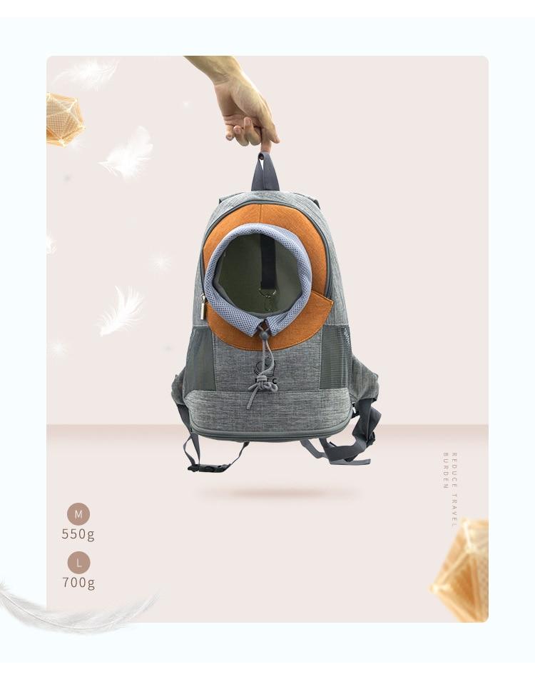 Portable Dog Carrier Bag featuring breathable mesh, adjustable straps, and stylish design for small pets.