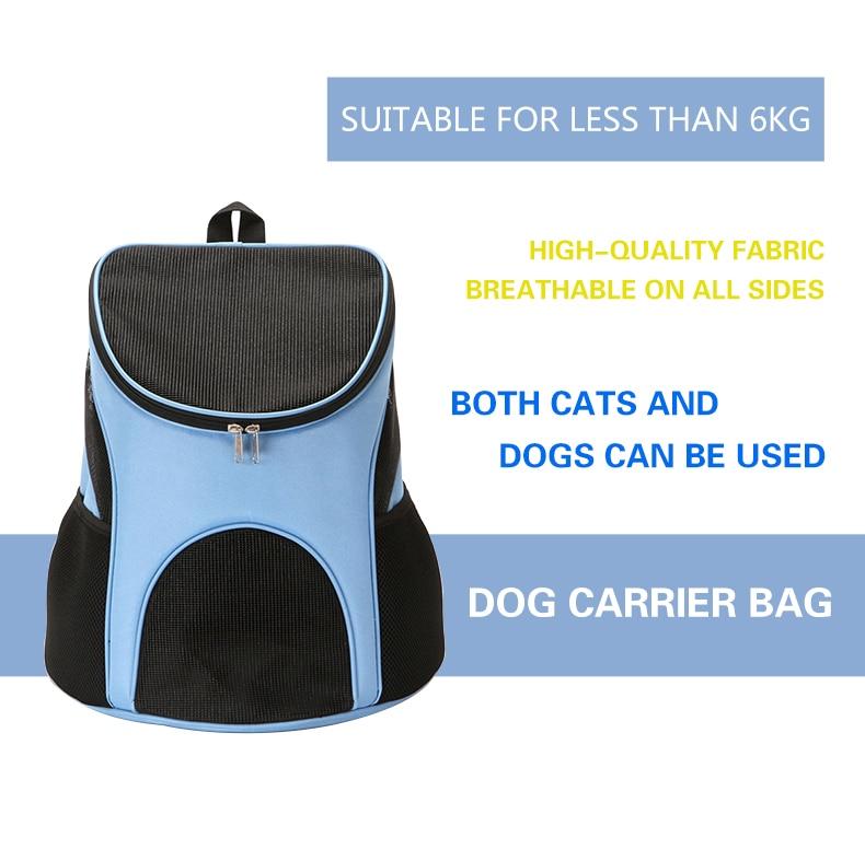 Portable Pet Carrier Bag with breathable mesh and double shoulder straps, available in black, red, and blue, designed for puppies and cats.
