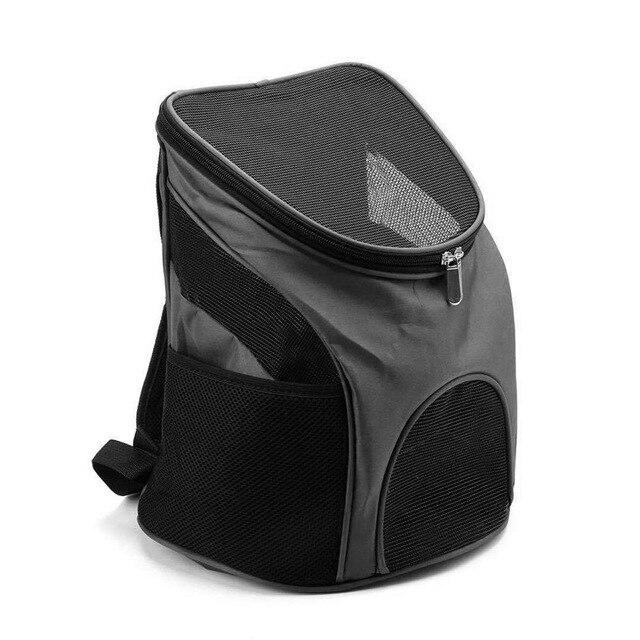 Portable Pet Carrier Bag with breathable mesh and double shoulder straps, available in black, red, and blue, designed for puppies and cats.