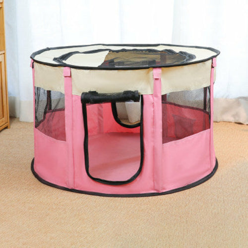 Portable Pet House made of durable Oxford cloth with a breathable net design, featuring a detachable observation window for pets.