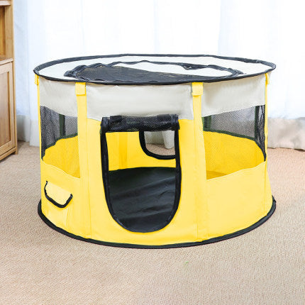 Portable Pet House made of durable Oxford cloth with a breathable net design, featuring a detachable observation window for pets.