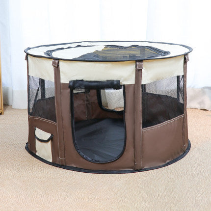 Portable Pet House made of durable Oxford cloth with a breathable net design, featuring a detachable observation window for pets.