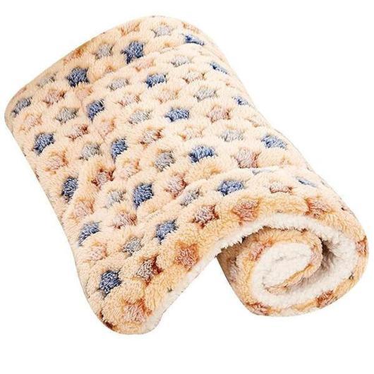 A cozy Premium Soft Fleece Cushion Blanket designed for cats, featuring a fluffy texture and warm color, perfect for cuddling.