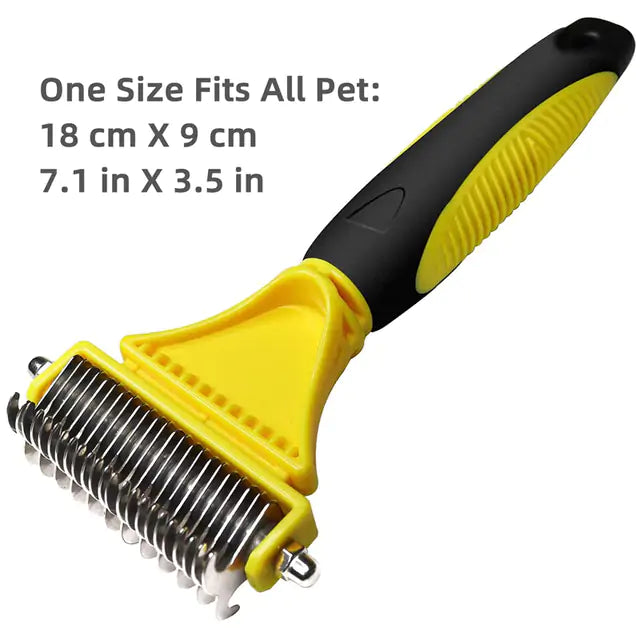Pumpkin Pet Brush with stainless steel blade and self-cleaning feature, designed for effective grooming of cats and dogs.