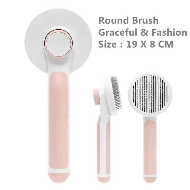 Pumpkin Pet Brush with stainless steel blade and self-cleaning feature, designed for effective grooming of cats and dogs.