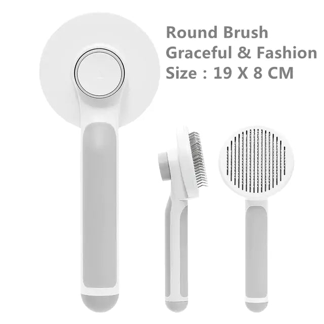 Pumpkin Pet Brush with stainless steel blade and self-cleaning feature, designed for effective grooming of cats and dogs.