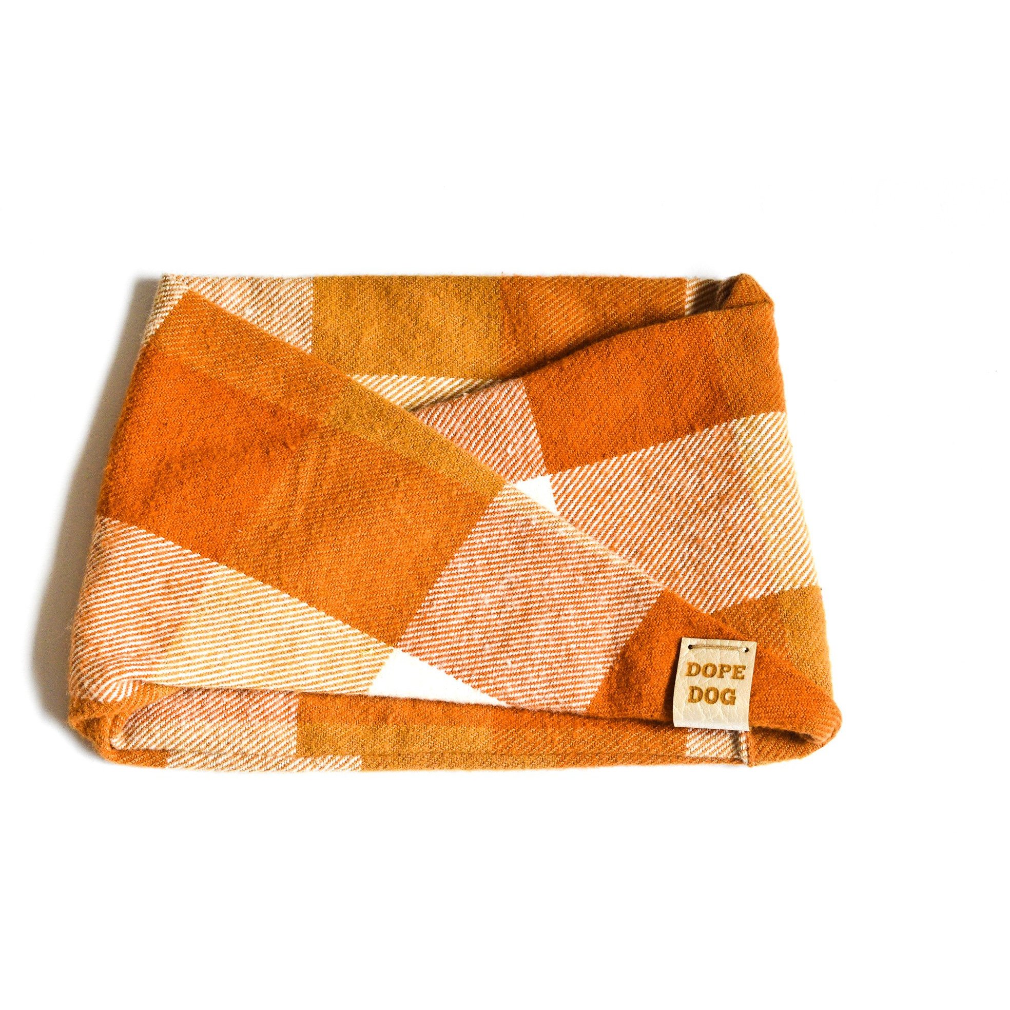 Pumpkin Spice Dog Scarf made of cozy cotton, featuring a stylish twisted neck design, perfect for dogs of all sizes.