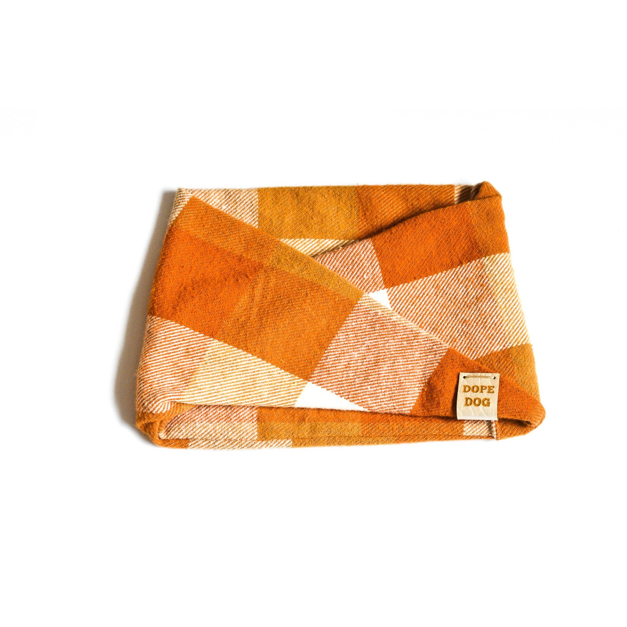 Pumpkin Spice Dog Scarf made of cozy cotton, featuring a stylish twisted neck design, perfect for dogs of all sizes.