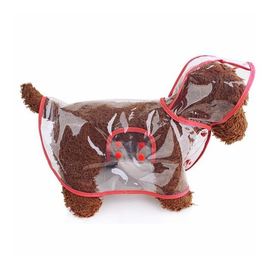 A stylish waterproof raincoat for pets featuring a transparent design, perfect for keeping your furry friend dry and comfortable during walks.