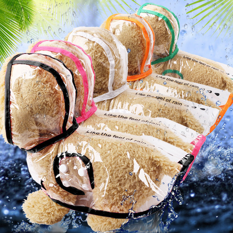 A stylish waterproof raincoat for pets featuring a transparent design, perfect for keeping your furry friend dry and comfortable during walks.