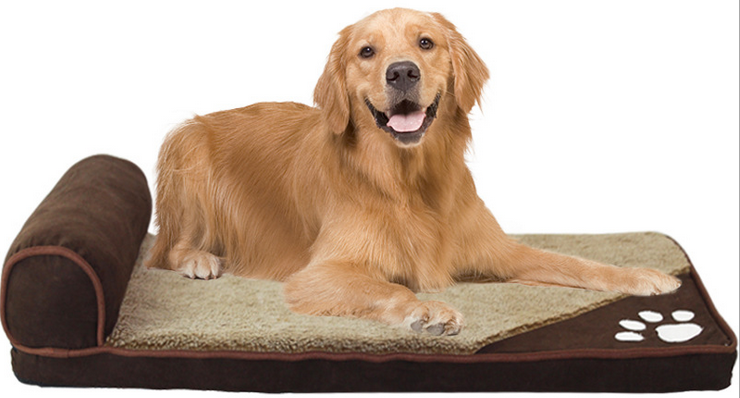 Rectangle pet bed with cushion and pillow, made of durable Oxford cloth, designed for comfort and easy cleaning.
