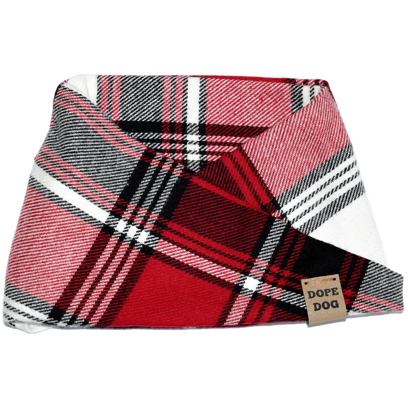 Red Velvet Dog Scarf made of soft cotton, featuring a twisted neck design for stylish look, suitable for all dog sizes.