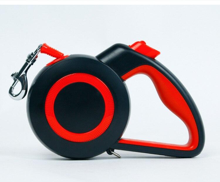 A durable nylon reflective dog leash with an automatic retractable mechanism, suitable for small and large pets, shown in a vibrant color.